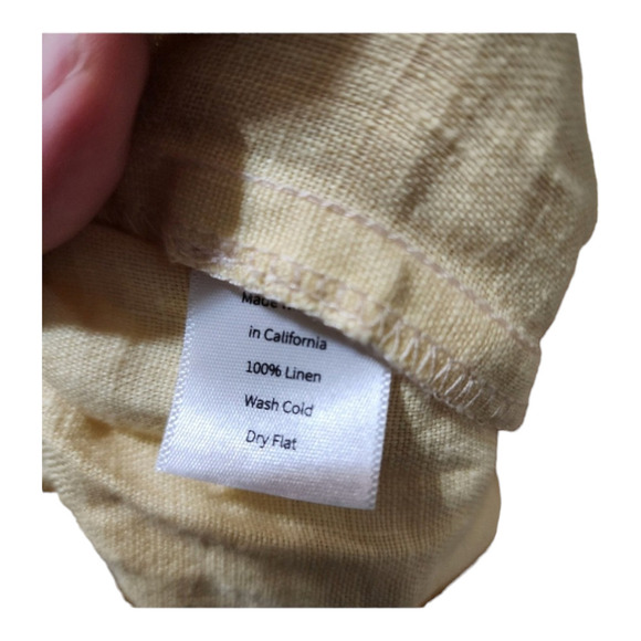 Morning view mesa linen pant in yellow wide leg flowy ankle crop high waisted - Picture 5 of 10